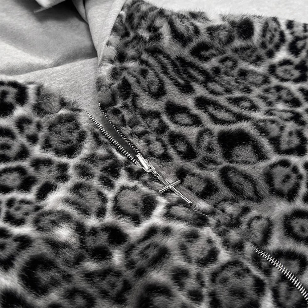 Oboustranná Leopard Zip-Up Mikina