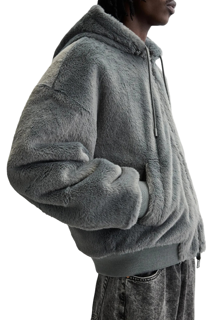 Oboustranná Kožená Bomber Bunda s Kapucí