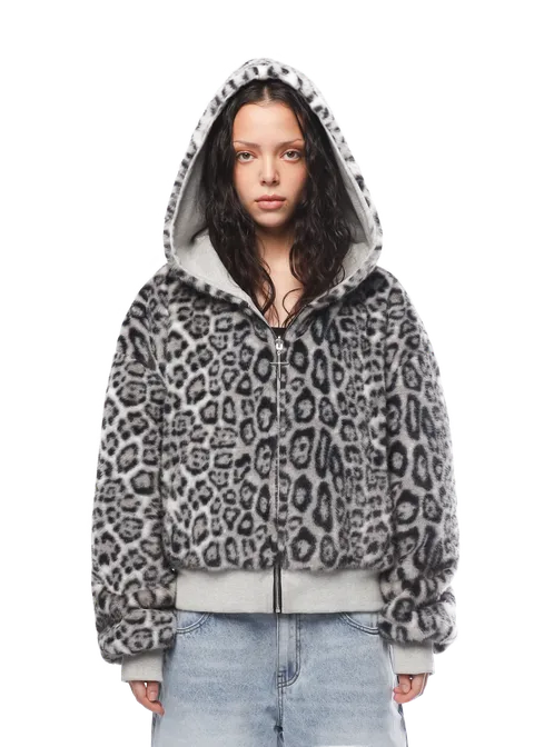 Oboustranná Leopard Zip-Up Mikina